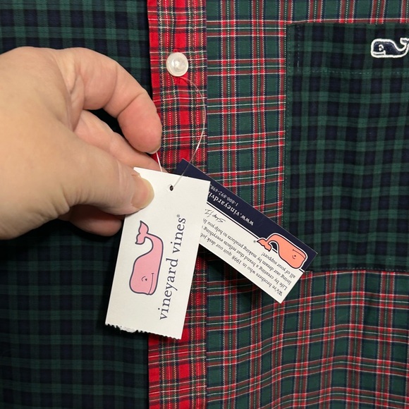 New! Vineyard Vines Tartan Plaid Poplin Button Down Whale Shirt Mens Size Large - Picture 6 of 9